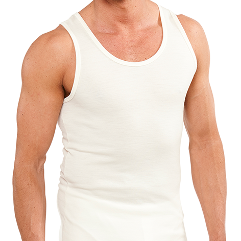 Mens THERMAL Merino Wool Blend Singlet Top Sleeveless Warm Underwear - Natural - X-Large