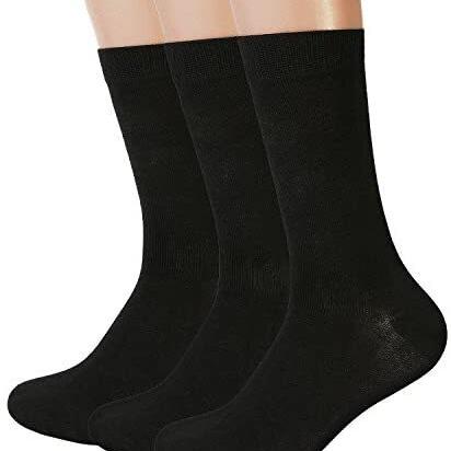 3 Pairs Bamboo Socks Unisex Premium Fiber Sock Super Soft Crew Tennis Sox - Black - 6-11