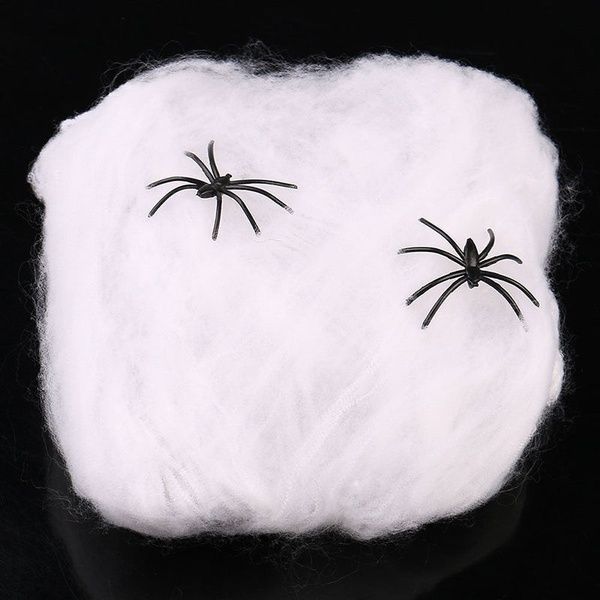 12x HALLOWEEN STRETCHABLE SPIDER WEBS Spooky Decoration with Spiders Party Decor Ghost