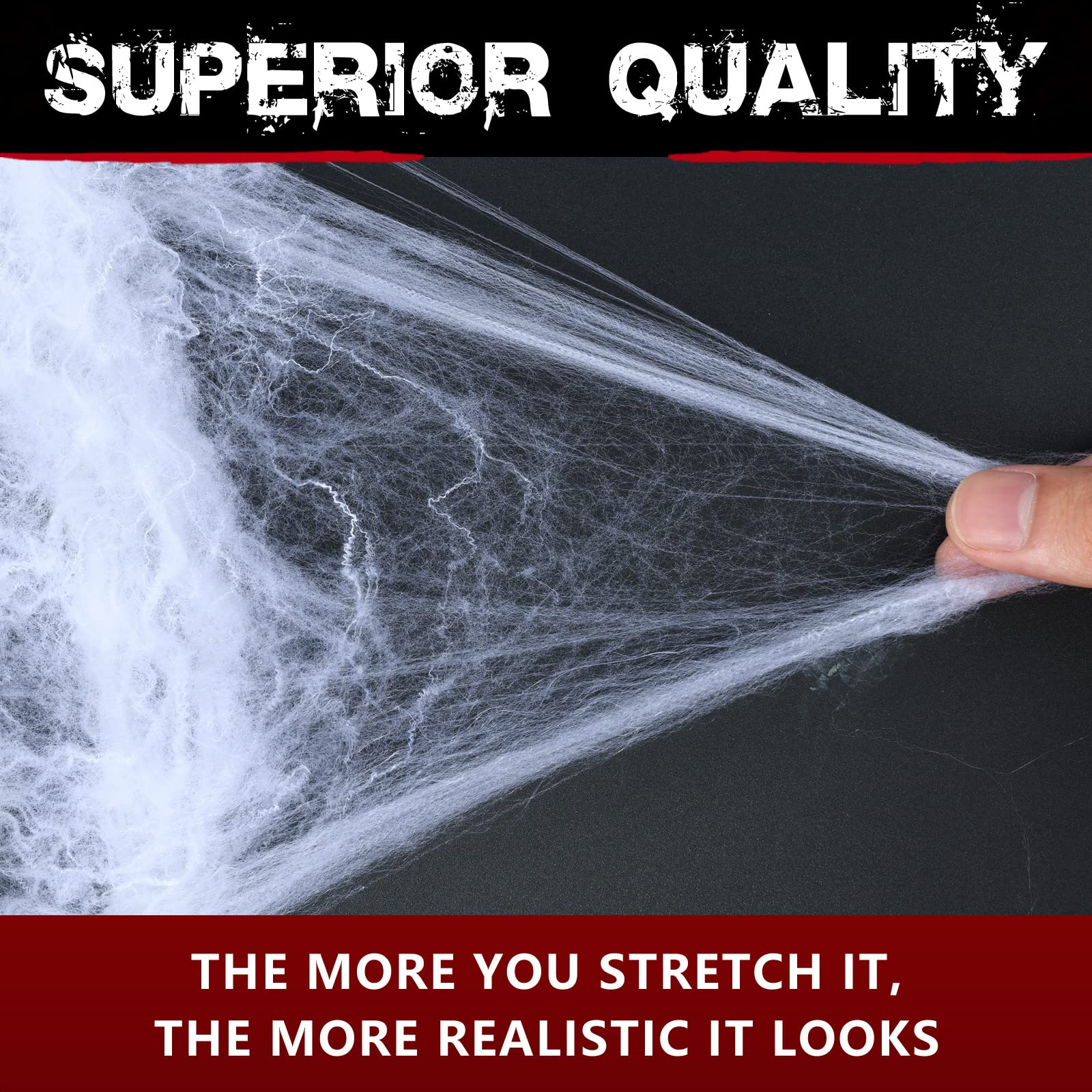 6x HALLOWEEN STRETCHABLE SPIDER WEBS Spooky Decoration with Spiders Party Decor Ghost