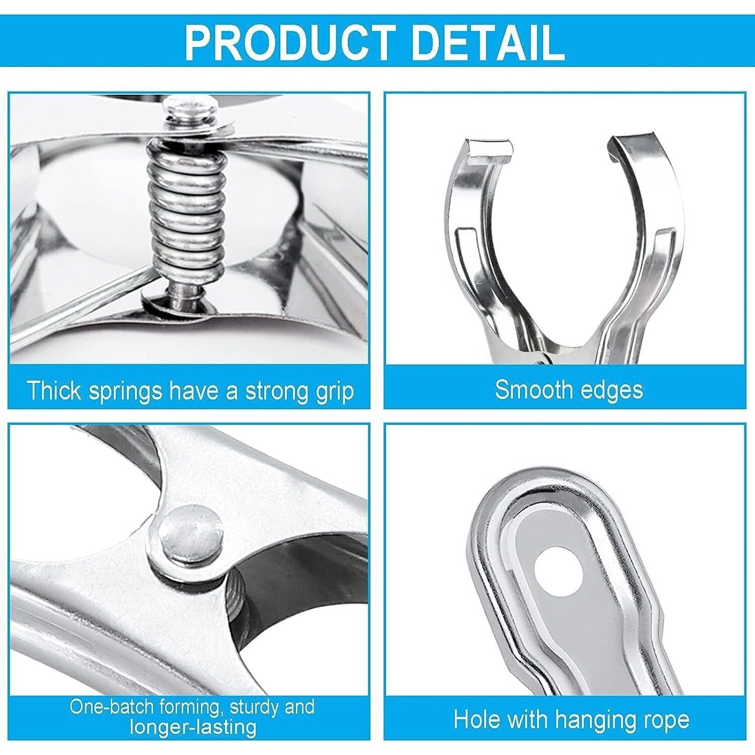 6x STAINLESS STEEL CLOTHES PEGS Laundry Clips Washing Line Clothespin