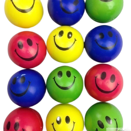 12x STRESS BALLS Hand Relief Squeeze Toy Reliever Antistress Soft Smiley MULTI