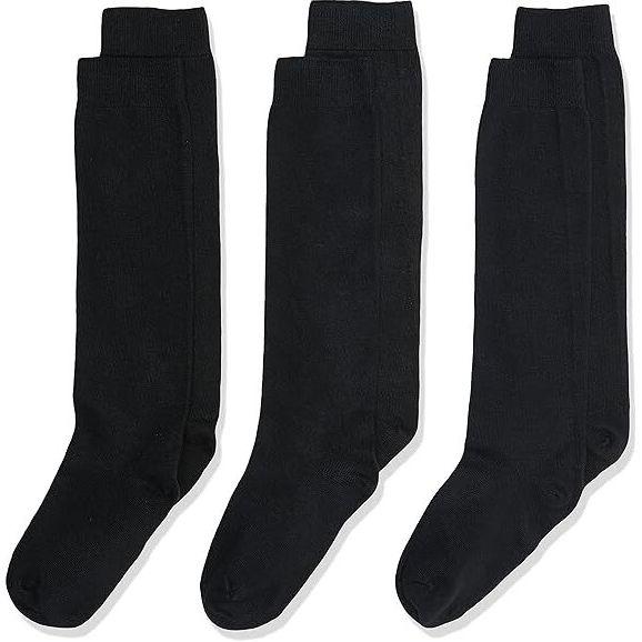 12x Pairs School Uniform Knee High Socks Cotton Rich Girls Boys Kids Bulk - Black - 9-12 (5-8 Years Old)