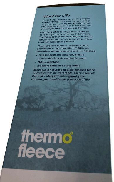 Thermo Fleece Womens Merino Wool Blend Thermals Scoop Neck Tank Top w/ Lace- Natural