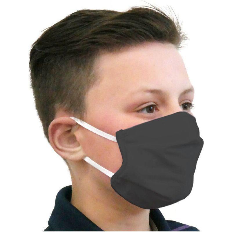 3x Tigerplast Kids Fabric Face Mask Washable Reusable Mask Protect Cover - Black