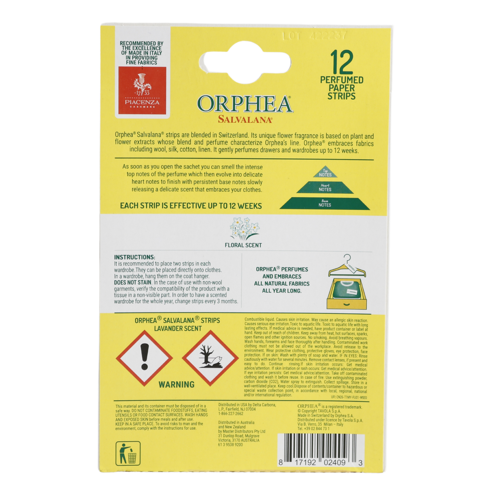 Orphea 12pcs Clothes Protector Natural Flower Floral Scented Strips for Drawers/Closets