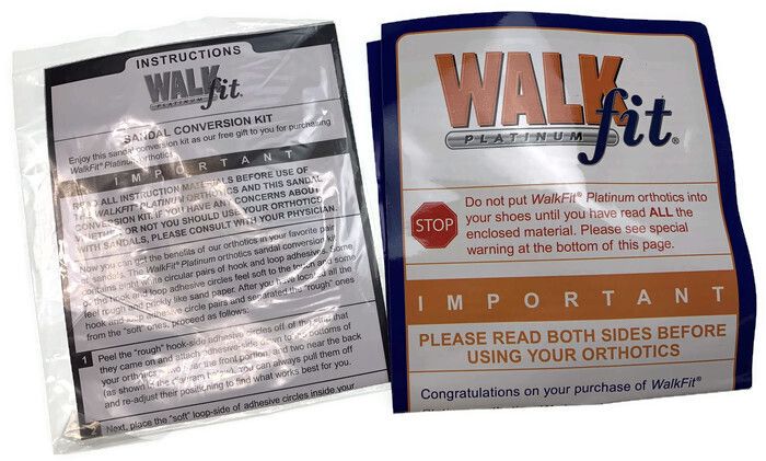 WALKFIT ORTHOTICS 3/4 Insoles Walk Fit Foot Feet Support PLATINUM SILVER - F (Womens 10-10.5, Mens 9-9.5)