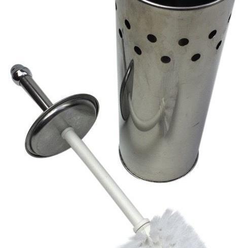 Toilet Brush Holder Metal Stainless Steel Bathroom Set Handle Round Cover Clean