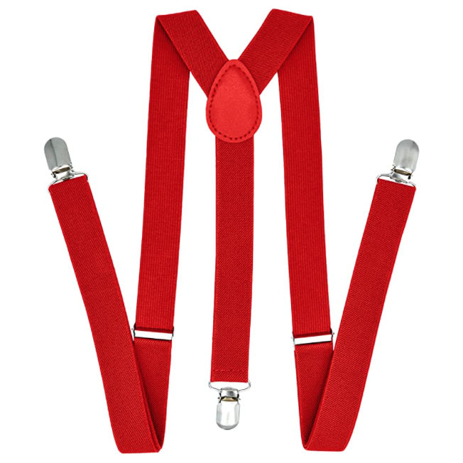 35mm WIDE SUSPENDERS Mens Adjustable Braces Clip On Trouser Elastic Y-Back - Red