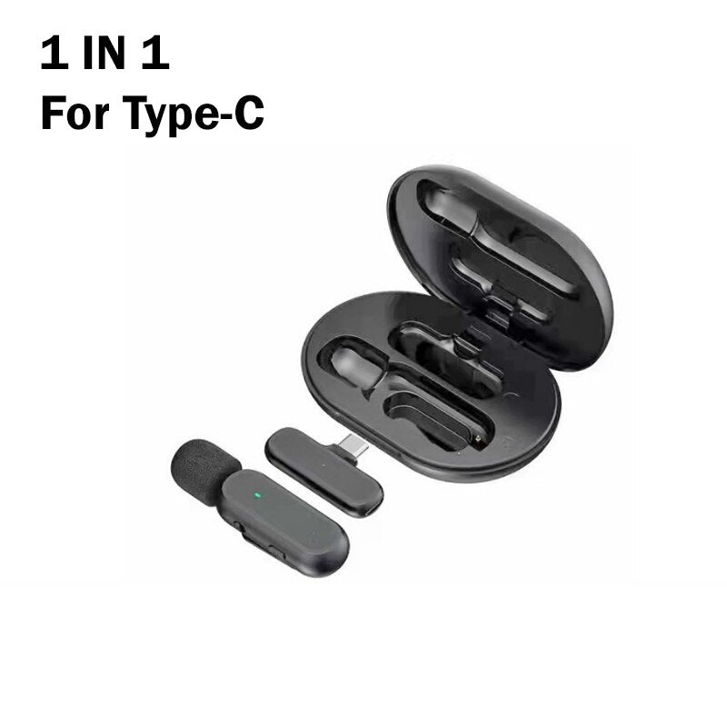 Professional Wireless Lavalier Microphone Set with Portable Charging Box Crystal Clear Audio - 2in1-fast connection