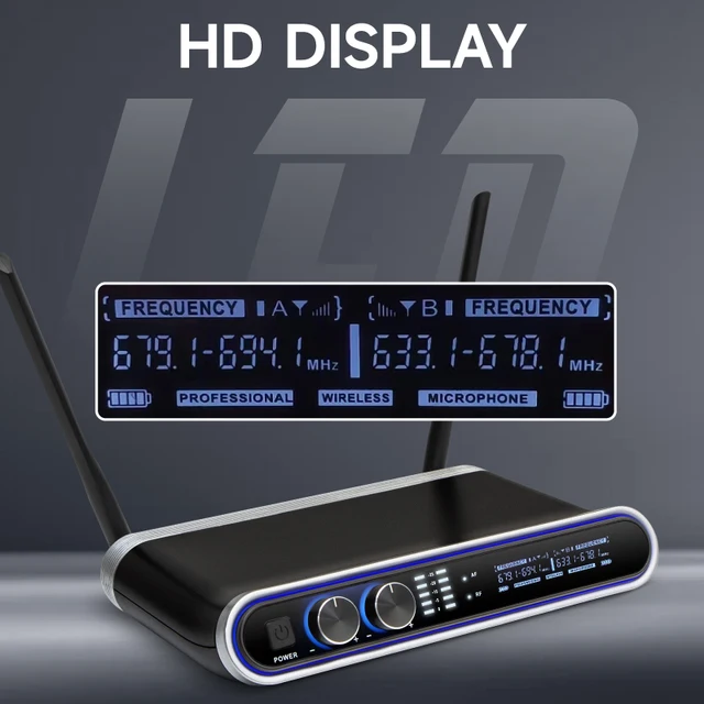 Hridz Wireless UHF Microphone Kit Dual Handheld Mics with 100m Range Receiver for Karaoke Meetings Parties