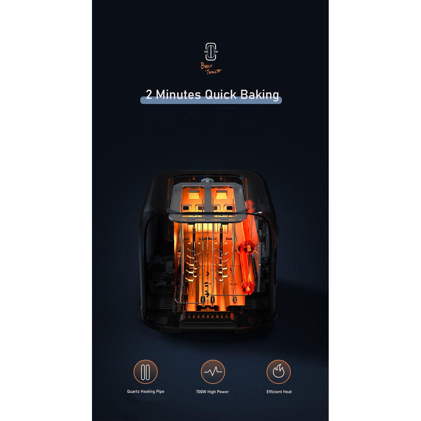BEAR Double Slots Bread Toaster With Glass Window DSL-C02X1