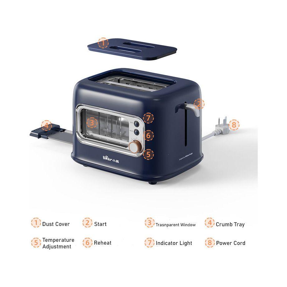 BEAR Double Slots Bread Toaster With Glass Window DSL-C02X1