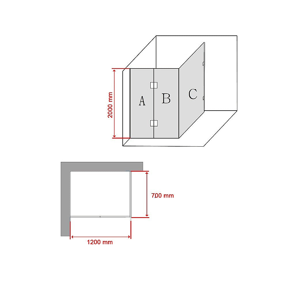 1200 x 700mm Frameless 10mm Glass Shower Screen By Della Francesca