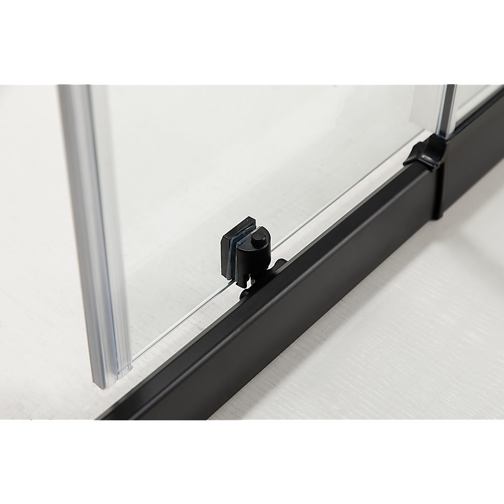 150mm Adjustable (1700x800mm) Single Door Corner Sliding Glass Shower Screen in Black