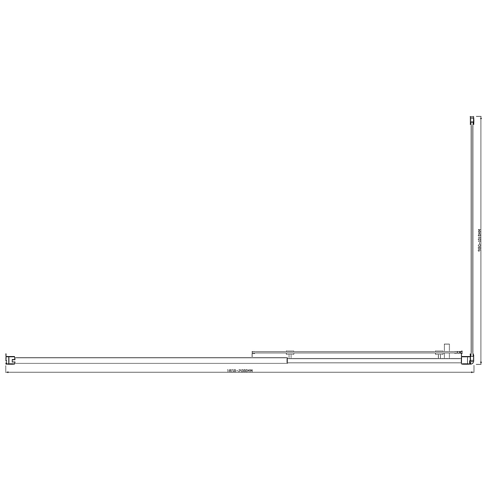 150mm Adjustable (2000x1010mm) Single Door Corner Sliding Glass Shower Screen in Black5