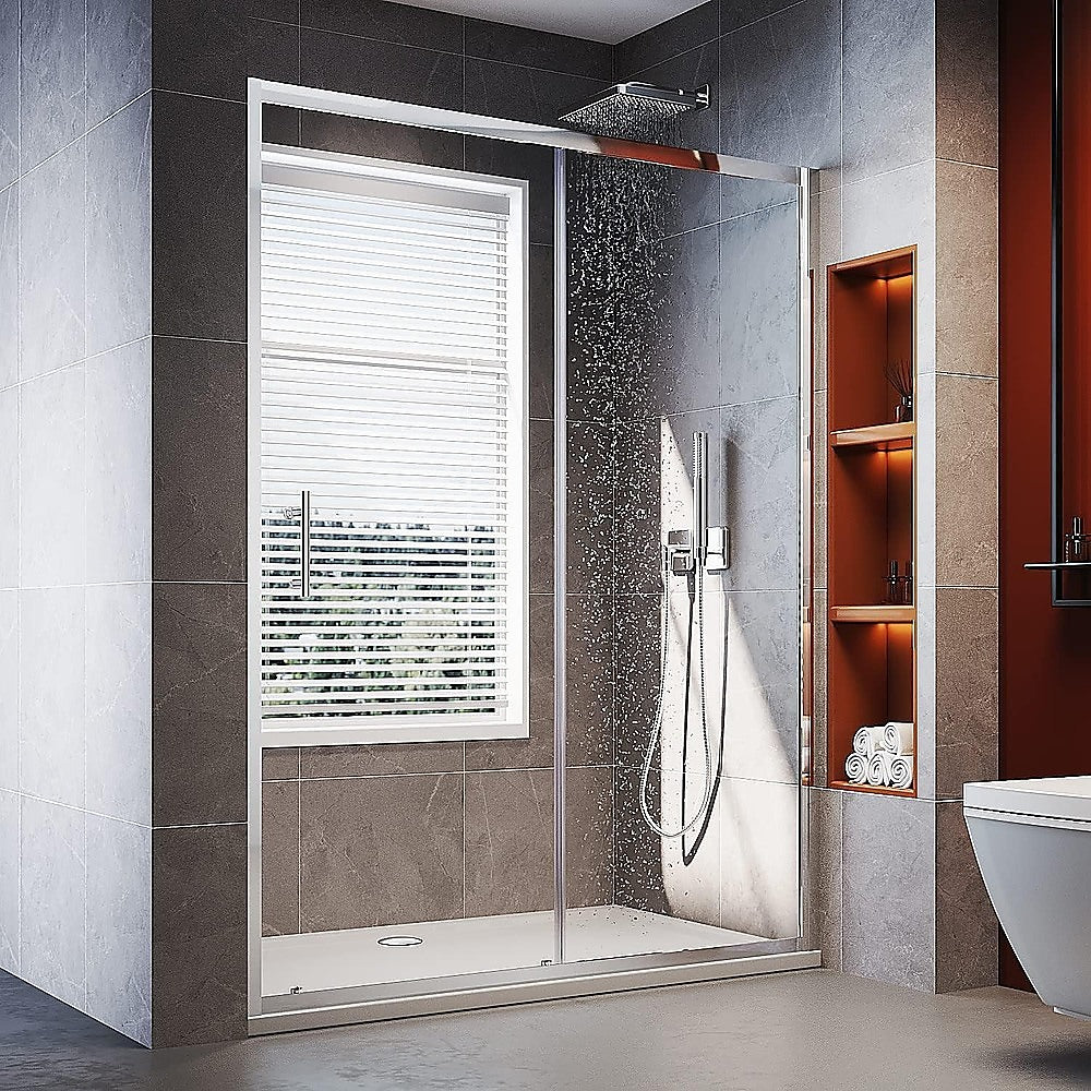 120-130cm Adjustable Wall to Wall Sliding Glass Shower Door in Chrome