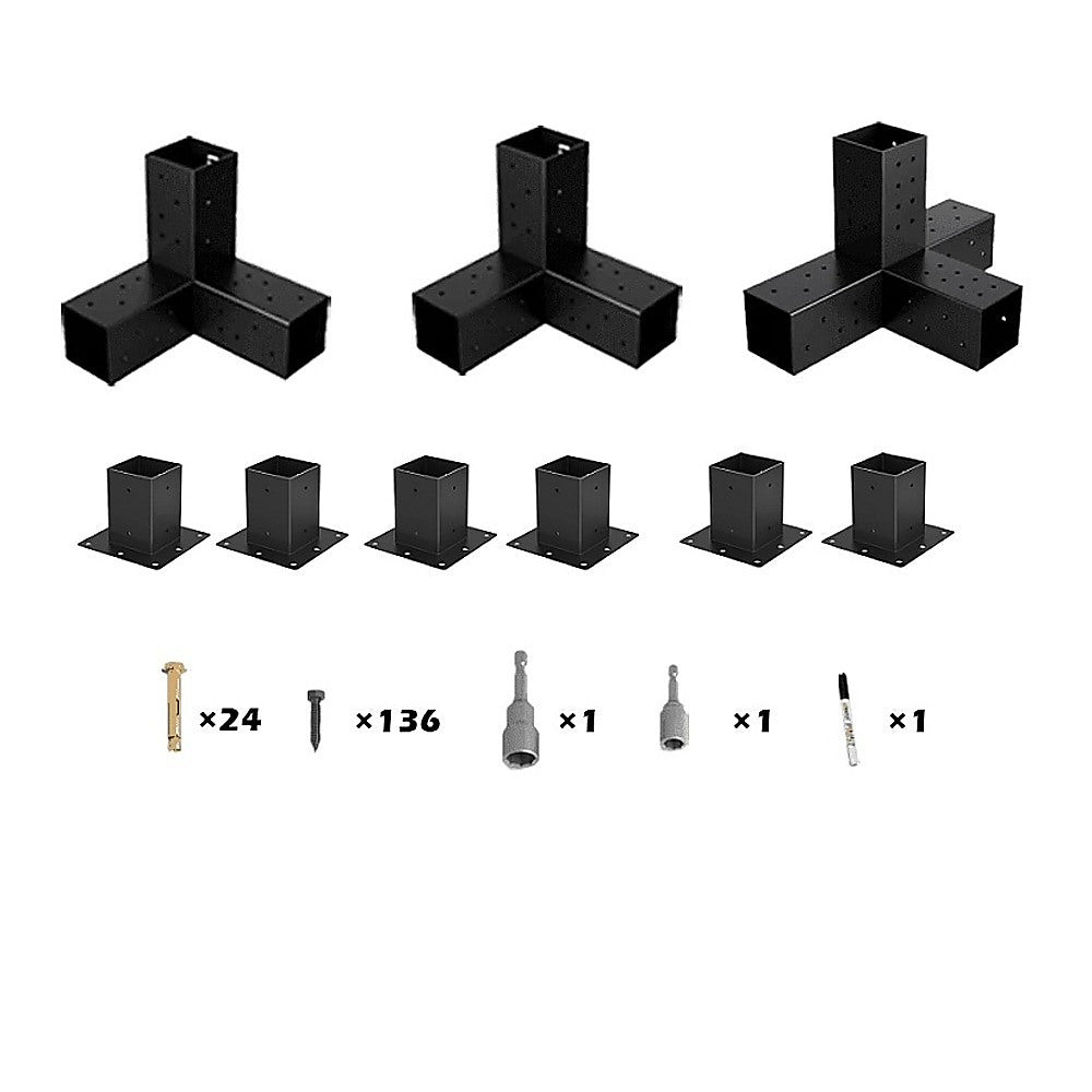 Roof Pergola Gazebo Shed Matte Black Steel Brackets and Black Screens DIY Kits