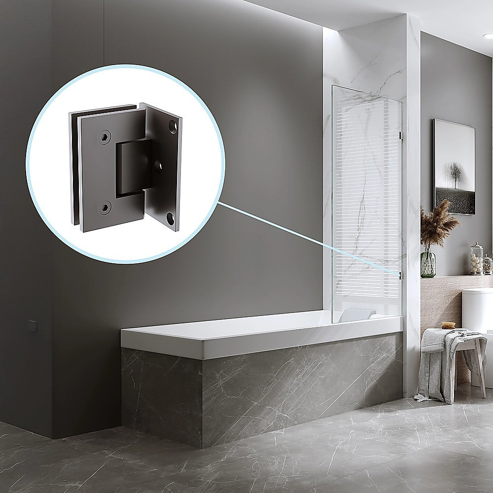 90cm Frameless Swing Bath Screen with Brushed Gunmetal Hardware