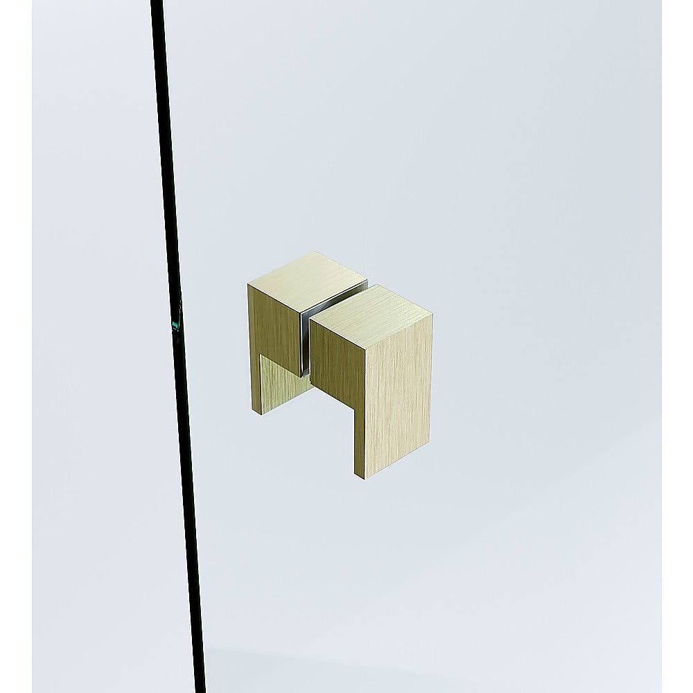 100cm Frameless Wall-to-Wall Shower Screen with Gold Wall U-Brackets, Brass Hinges & Square Double Pull Handle