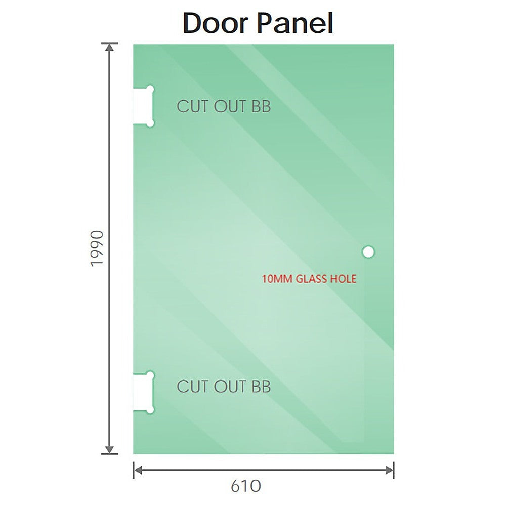 90cm Wall to Wall Frameless Shower Screen with Chrome Channel and SS Hinges , Round Knob Handle