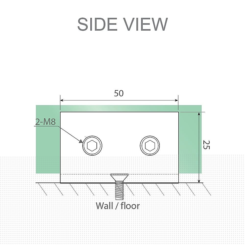 110x100cm Corner Frameless Shower Screen with Black Brackets and SS Hinges, Square Double Pull Handle