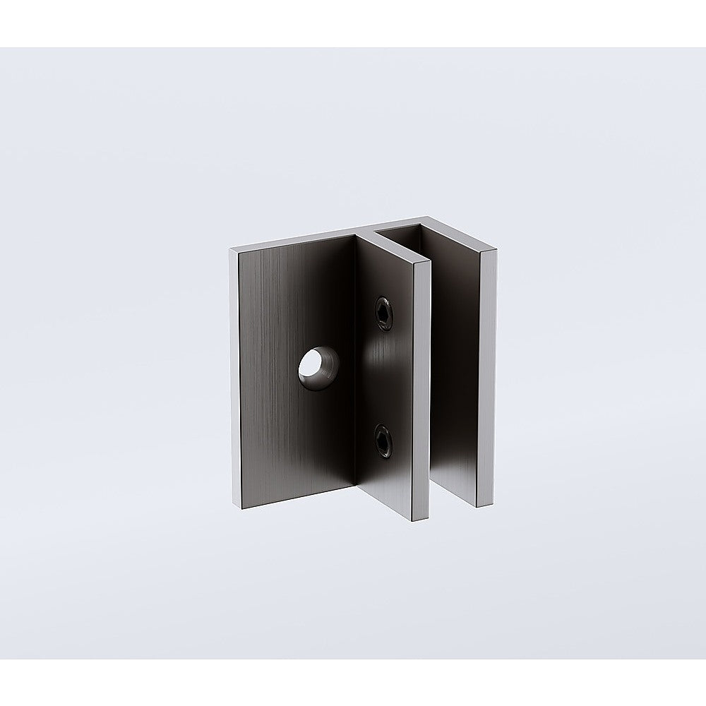 100x80cm Corner Frameless Shower Screen with Gunmetal Brackets and Brass Hinges, Square Double Pull Handle