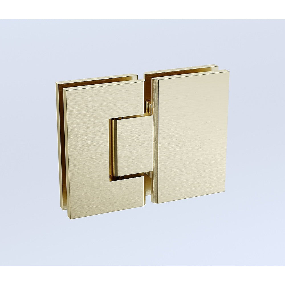 120x120cm Corner Frameless Shower Screen with Gold Channel and Brass Hinges, Square Double Pull Handle