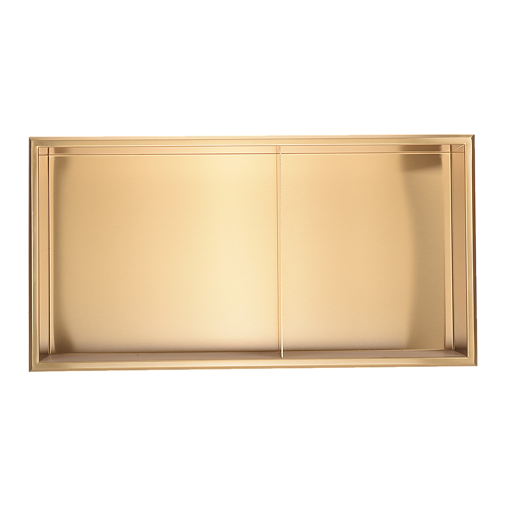 641 x 336 x 101mm Shower Niche Double Shelf Organizer No Tile Needed in Gold