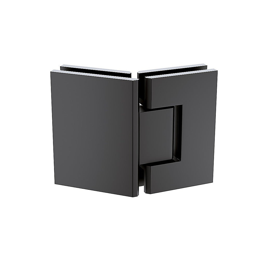 90cm Frameless Diamond Shower Screen with Black Brackets and Brass Hinges, Round Knob Handle