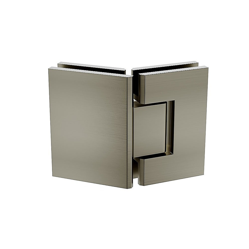 90cm Frameless Diamond Shower Screen with Gunmetal Brackets and Brass Hinges, Round Knob Handle