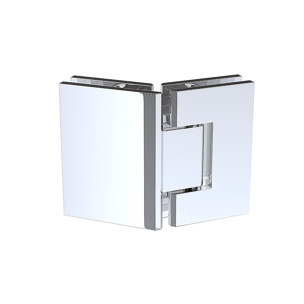 90cm Frameless Diamond Shower Screen with Channels and Brass Hinges - Chrome