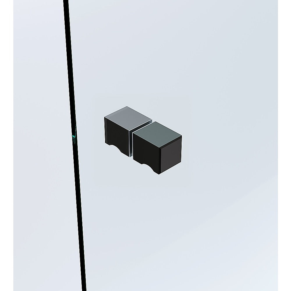 90cm Frameless Diamond Shower Screen with Channels and Brass Hinges - Black