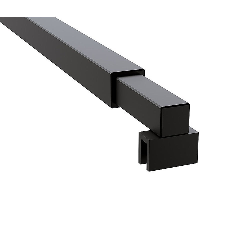70cm Reeded Single Shower Glass Screen with Black U-brackets & Square Pole