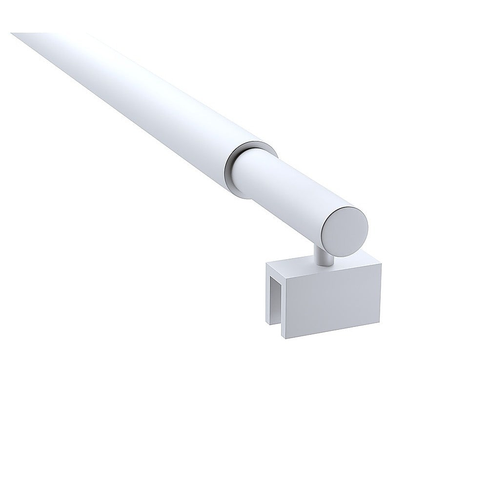 70cm Reeded Single Shower Glass Screen with White U-brackets & Round Pole