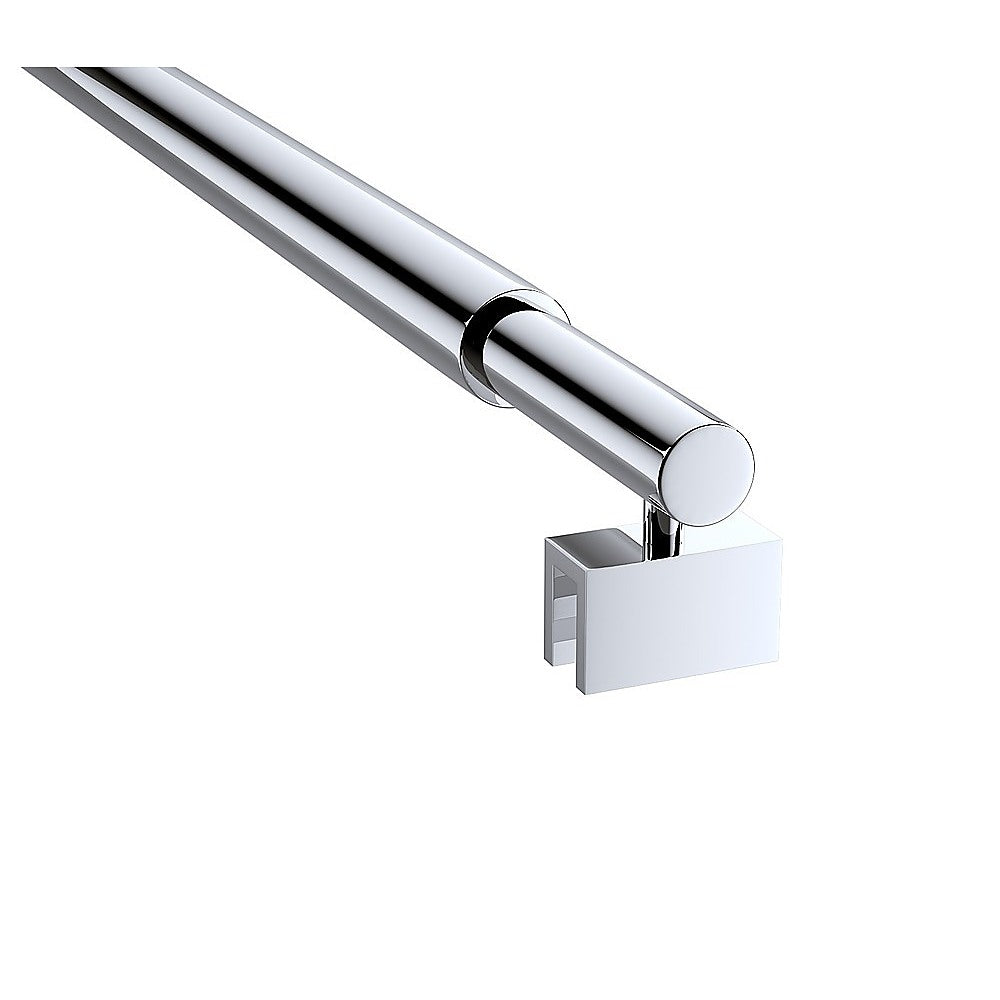 90cm Reeded Single Shower Glass Screen with Chrome F-brackets & Round Pole