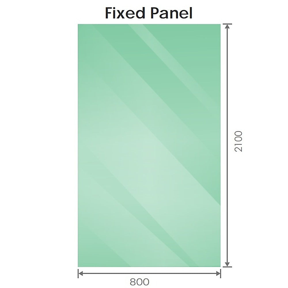 80x210cm Single Shower Glass Screen with Nickel F-brackets & Square Pole