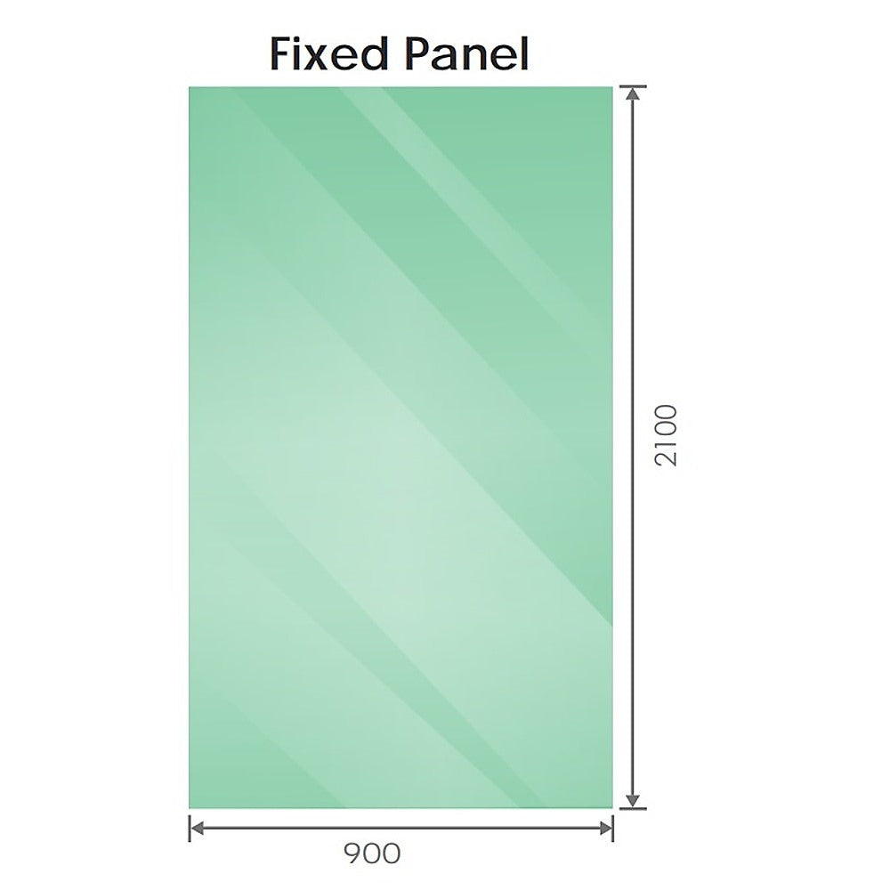 90x210cm Glass Shower Screen with White U-brackets & Square Pole