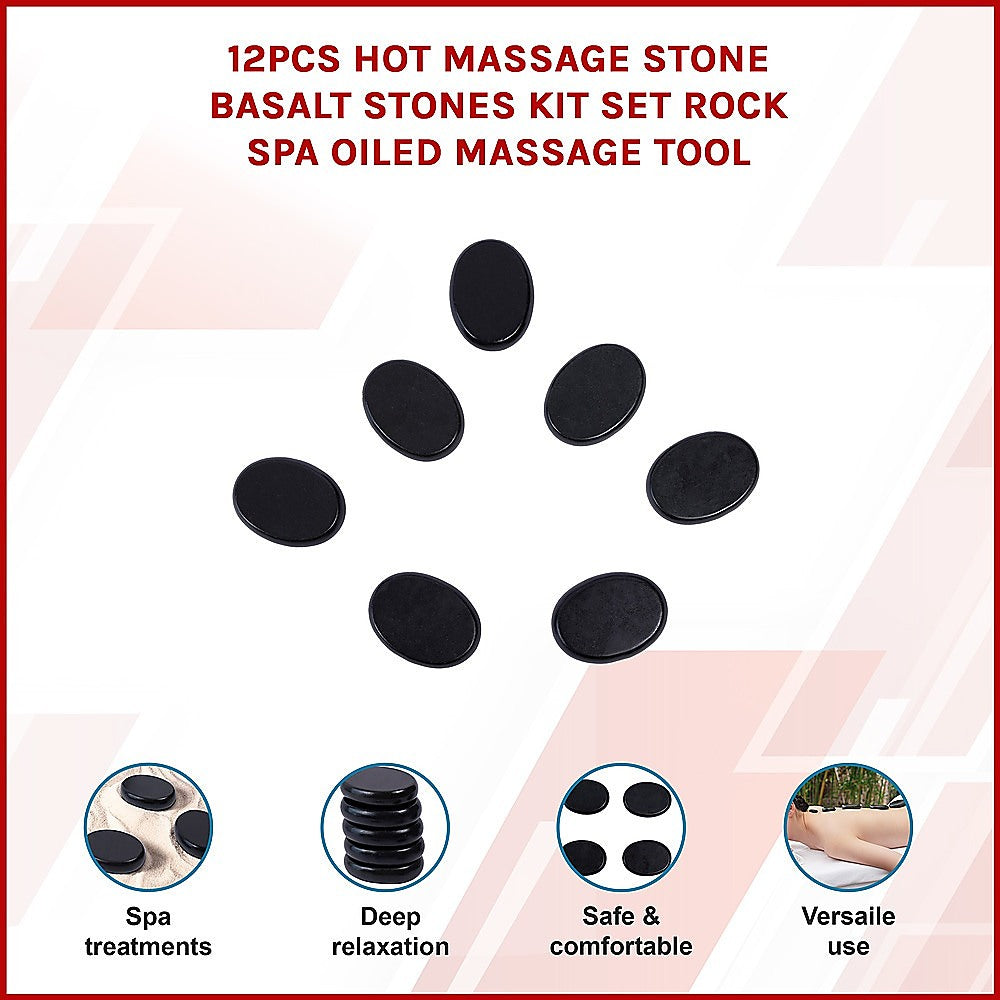 12pcs Hot Massage Stone Basalt Stones Kit Set Rock SPA Oiled Massage Tool