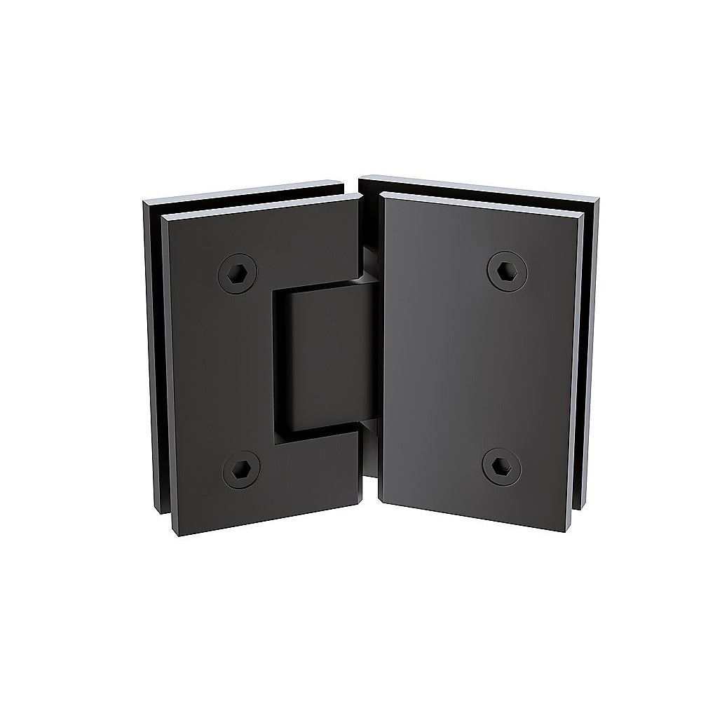 100cm Frameless Diamond Shower Screen with Black Channels and Brass Hinges & Round Handle
