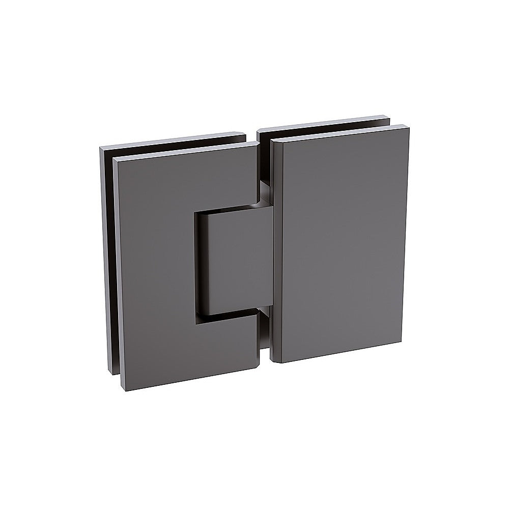 110x80cm Corner Frameless Shower Screen with Gunmetal Channel and SS Hinges, Round Handle