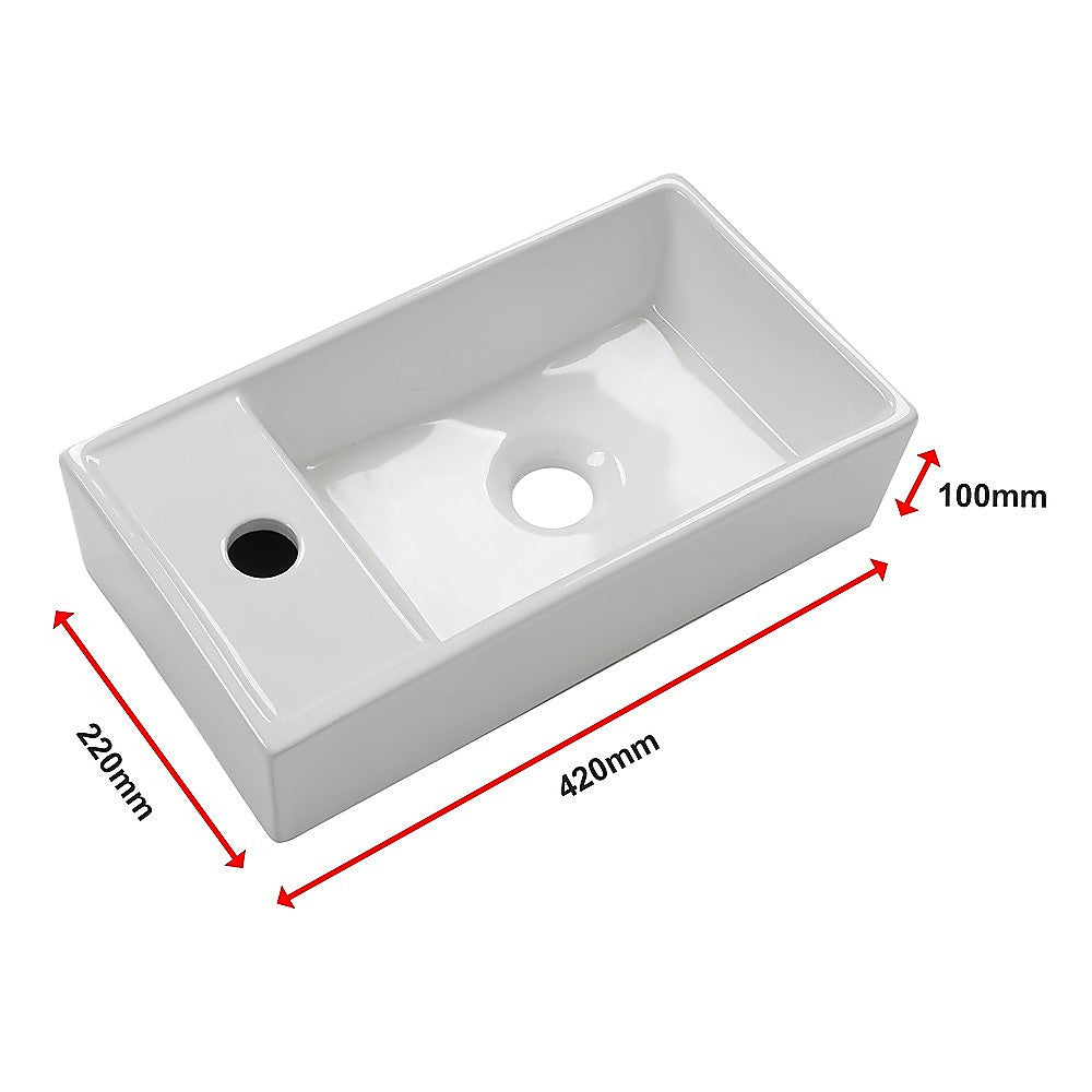 Small Compact Bathroom Cloakroom Hand Wash Basin Sink Ceramic Wall Hung
