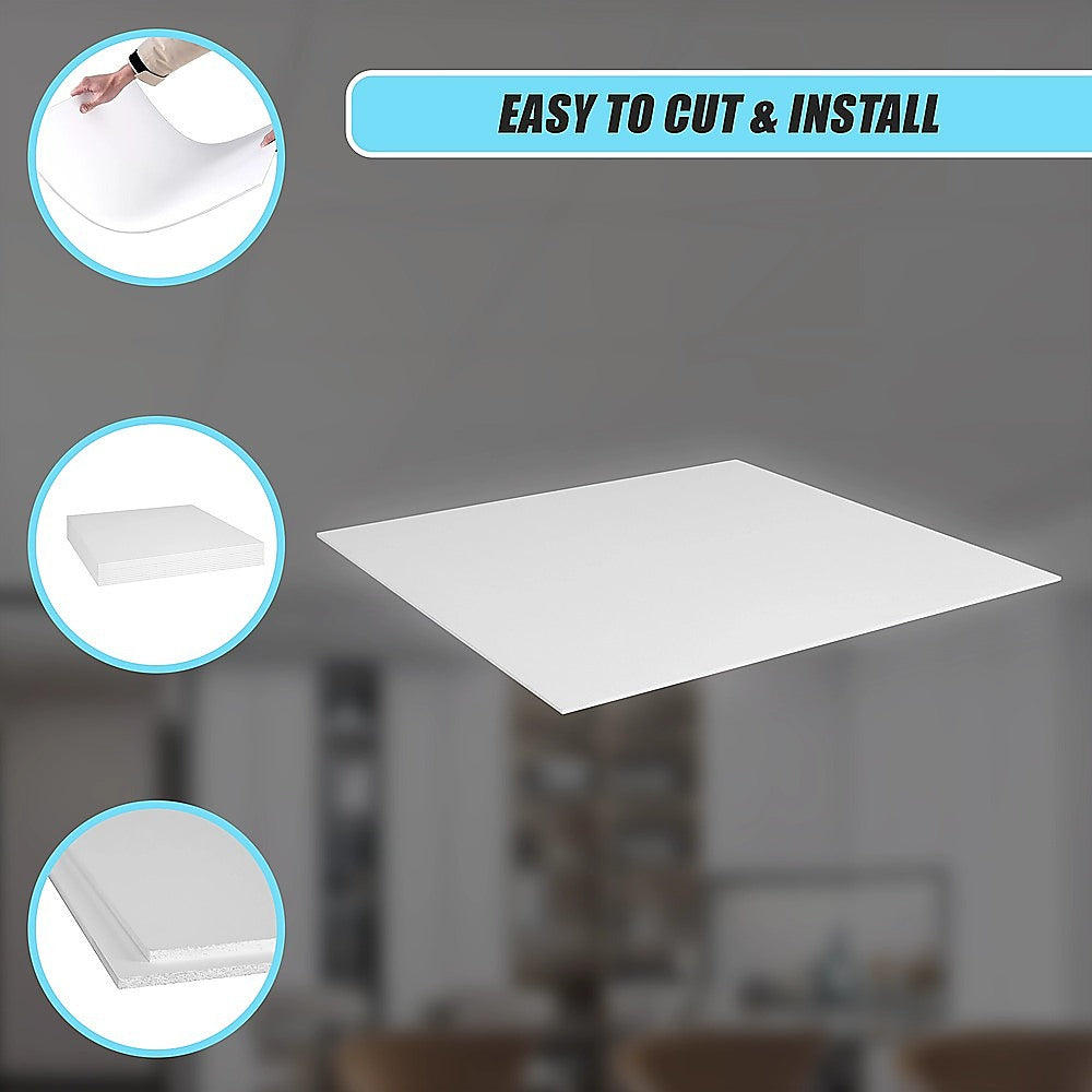 12x Smooth Drop Ceiling Tile 2ft x 2ft PVC Ceiling Panel