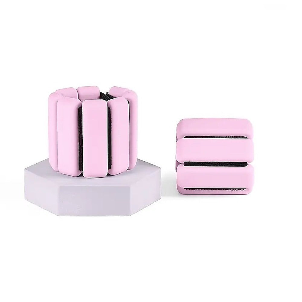 2-Piece Ankle & Wrist Weights – 1kg Pair Adjustable Workout Bangles (Pink)