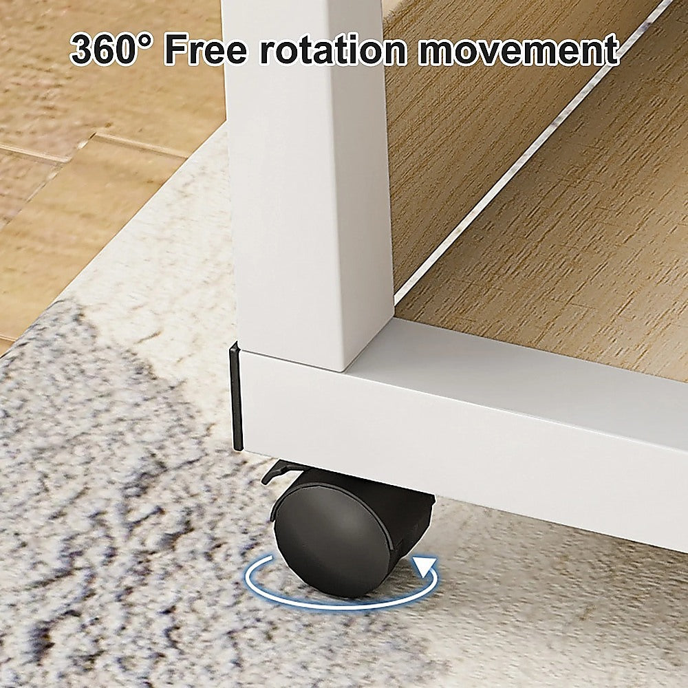 Height Adjustable Rolling Overbed Table – 60cm Mobile Computer & Study Desk on Wheels