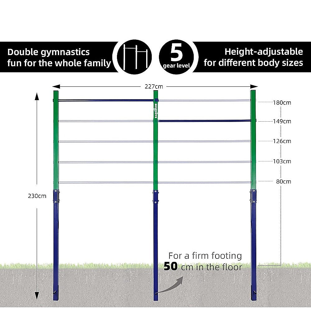 Double Outdoor Pull-Up Bar – Height Adjustable Gymnastics & Fitness Bar