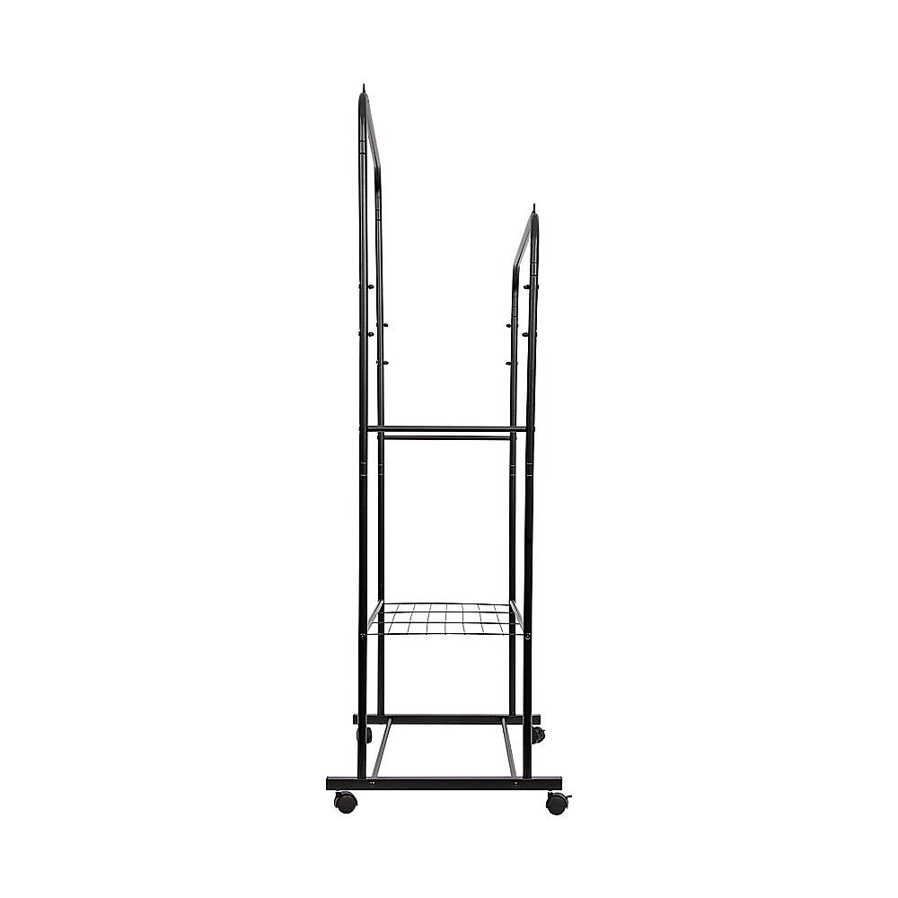Double Clothes Rack Metal Garment Rail 80x154cm – Heavy Duty Hanging Shelf Storage