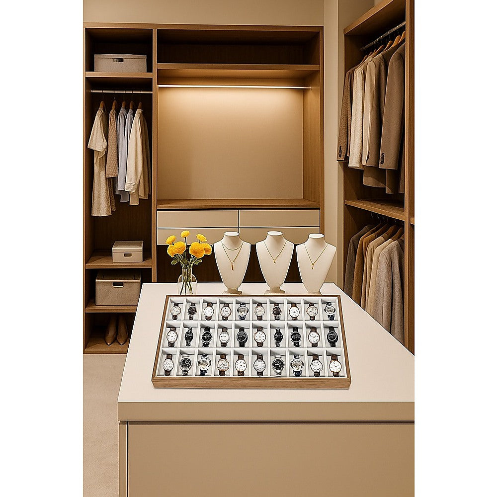 30-Grid Watch & Jewellery Tray Organiser Display Case Holder – Velvet Drawer Insert