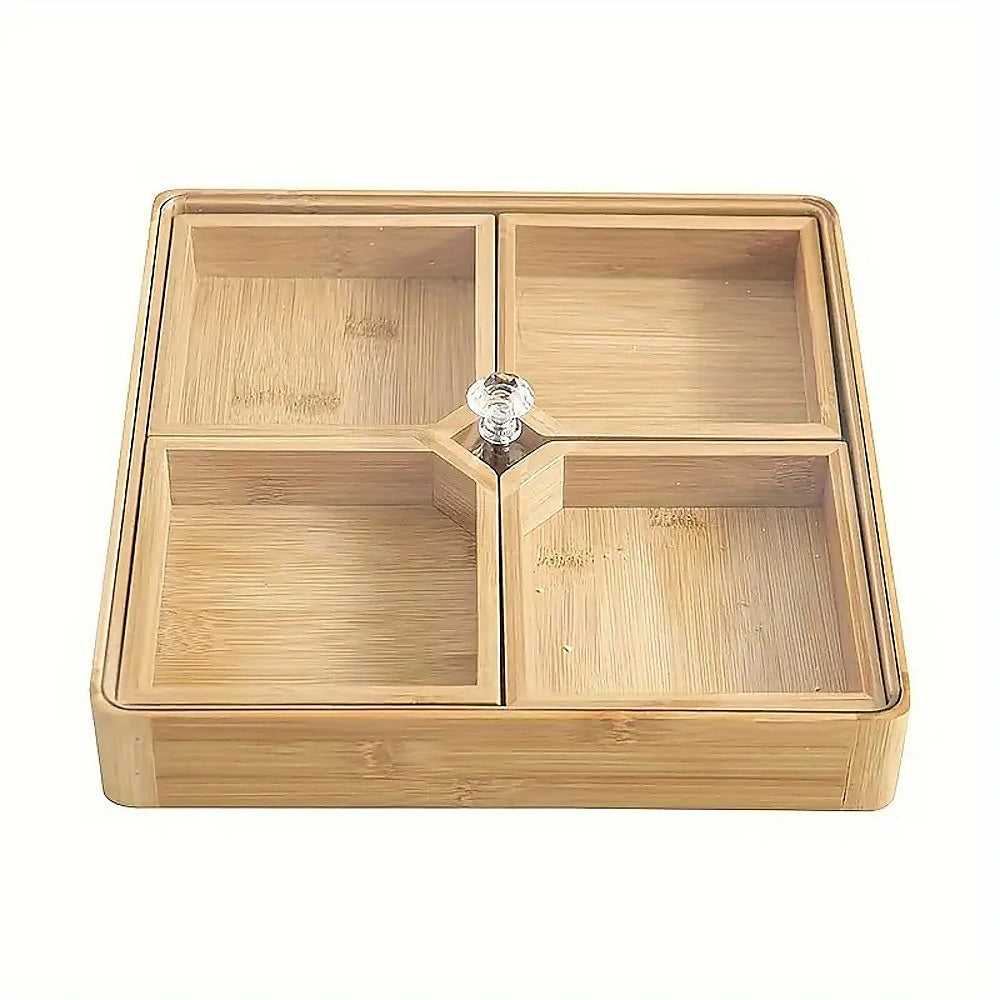 Square Bamboo Snack Serving Tray – Eco-Friendly Platter for Fruit, Cheese & Appetisers