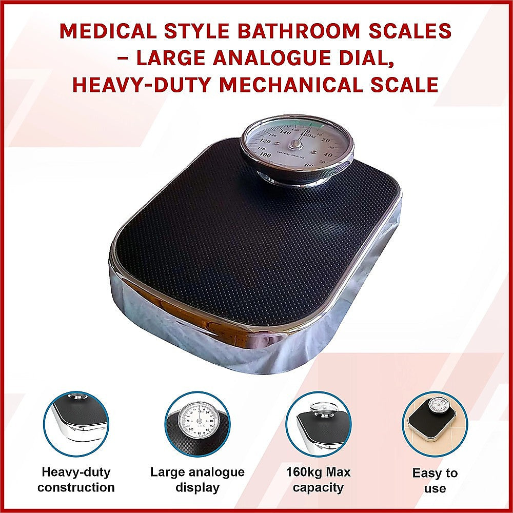 Medical Style Bathroom Scales – Large Analogue Dial, Heavy-Duty Mechanical Scale